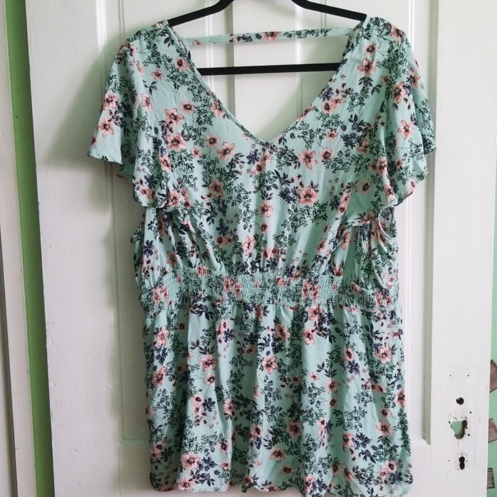 Torrid smocked and ruffled top